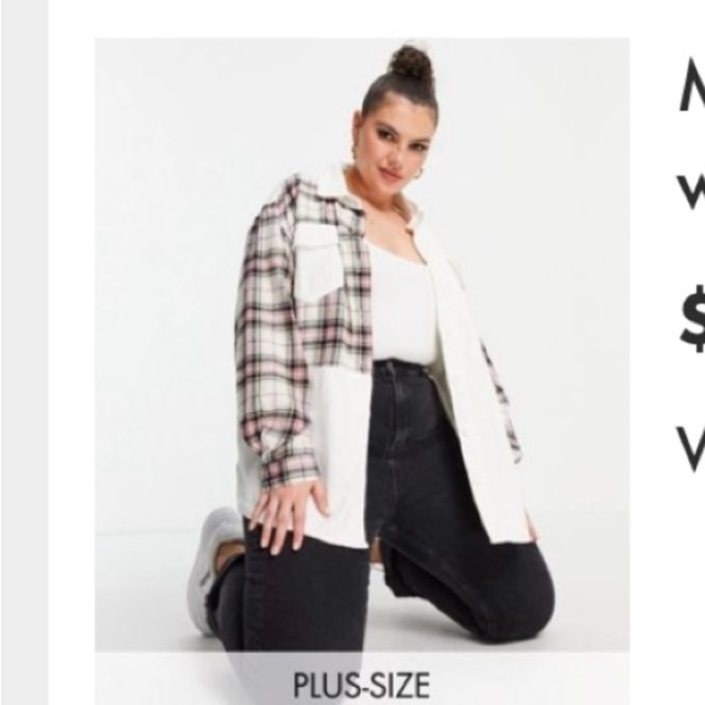 Misguided Plus Denim Jacket in white